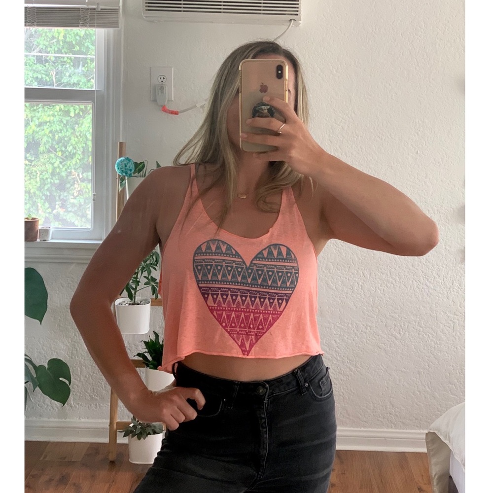 Pink Crop Heart Tank Top size S